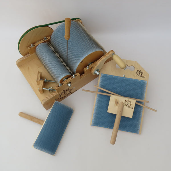 Wooden Drum Carder for Wool and Blending Board Set