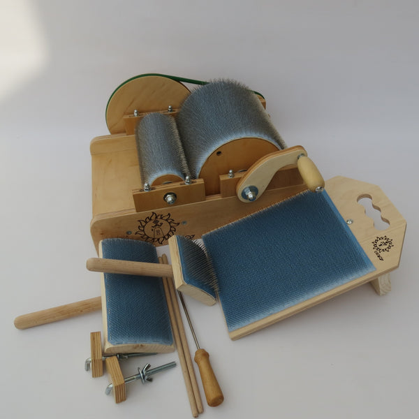 Wooden Drum Carder for Wool and Blending Board Set