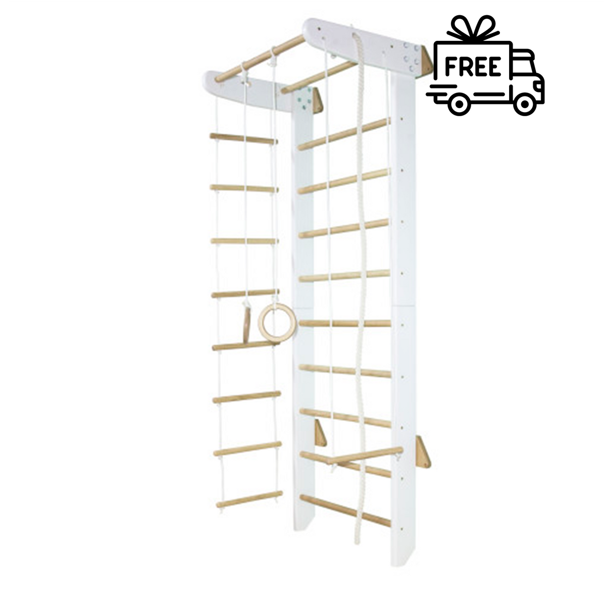 White Wooden Swedish Ladder Wall Bars Playground ErraWood