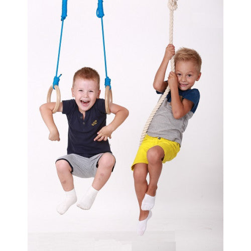 Adjustable Wooden Gymnastic Rings for Kids - Durable and Water-Resistant - Perfect for Swedish Walls, Wall bars, and Pull-Up Bars